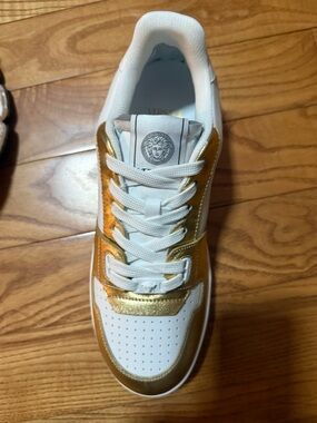 Versace White and Gold Low-Top Athletic Sneaker